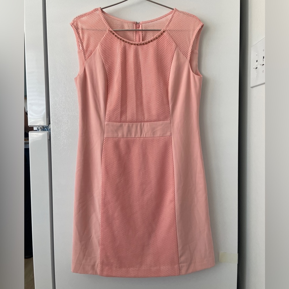 Elegant Pink Mesh Panel Dress
